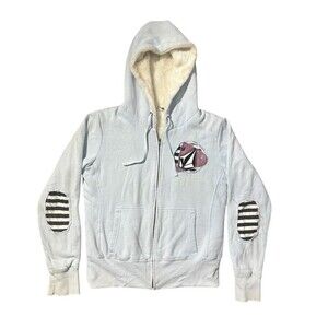 Vintage Volcom Hoodie L Y2K 2000s Sherpa Lined Elbow Patch Grunge Skate Rare HTF